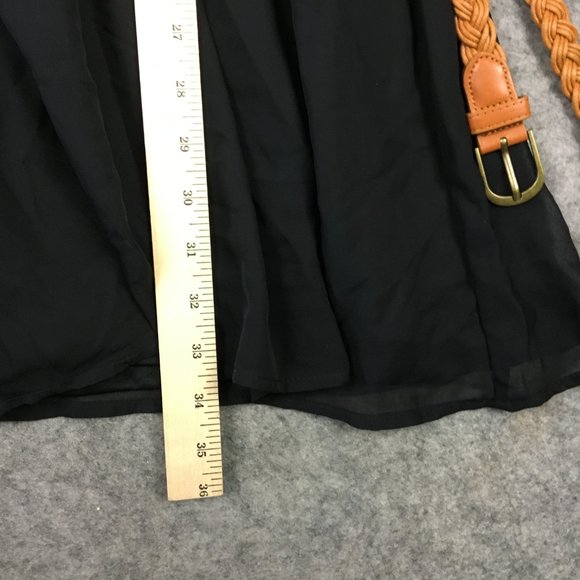 Almost Famous Dress S Long Sleeve Black Chiffon Belted A Line V Neck Casual - Picture 11 of 16